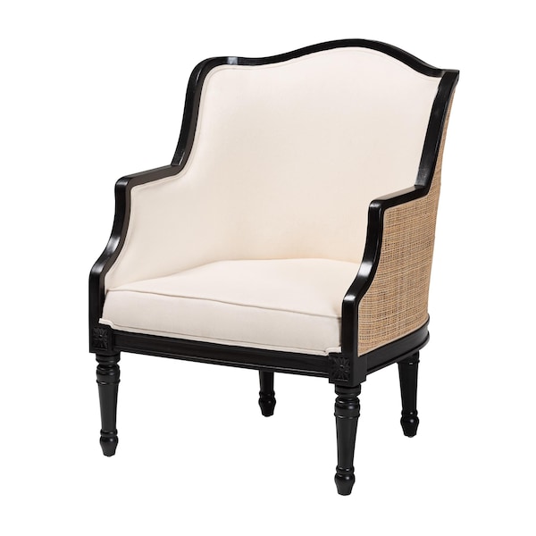 Bali & Pari Elizette Traditional French Beige Fabric and Black Finished Wood Accent Chair 238-13384-ZORO - main